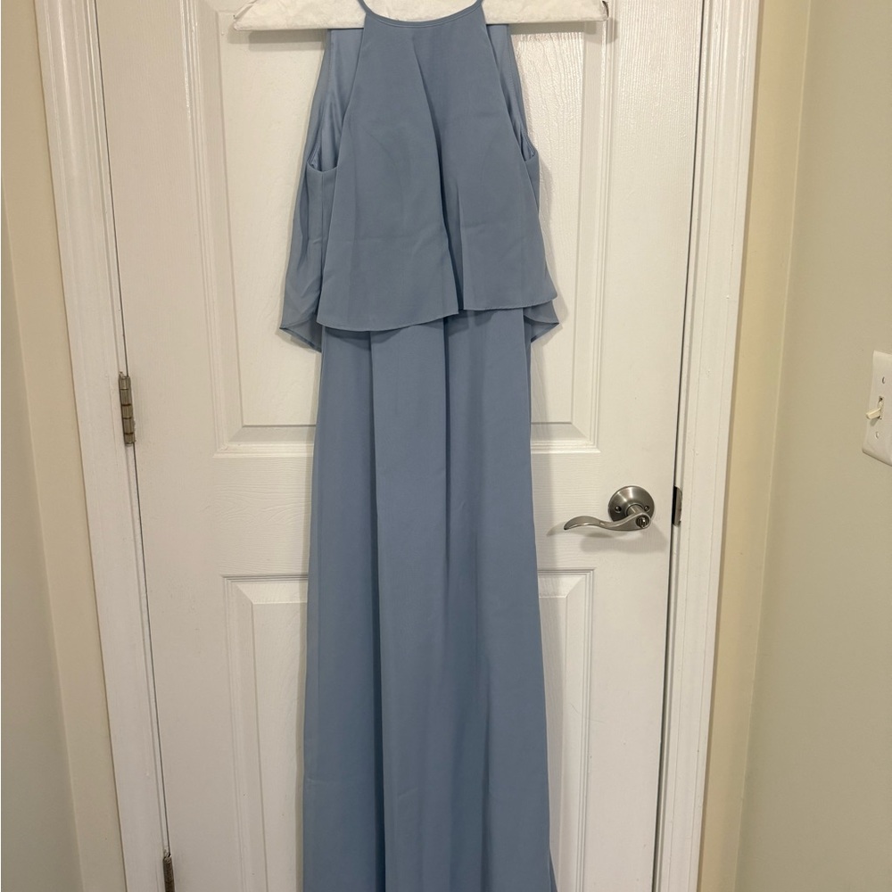 Azazie Light Blue Halter Wedding Dress